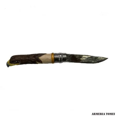 COLTELLO – OPINEL – N.9 CARBONIO CON DISEGNO – AQUILA – REALIZZATO