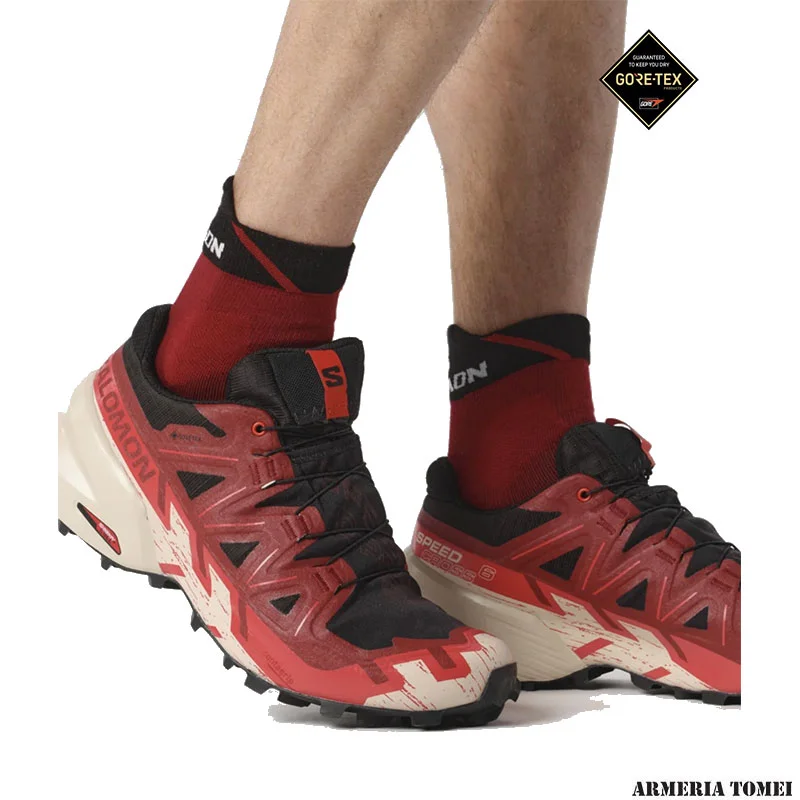 SALOMON UOMO SPEEDCROSS 6 GTX Black Red Dalhia Poppy Red Armeria Tomei