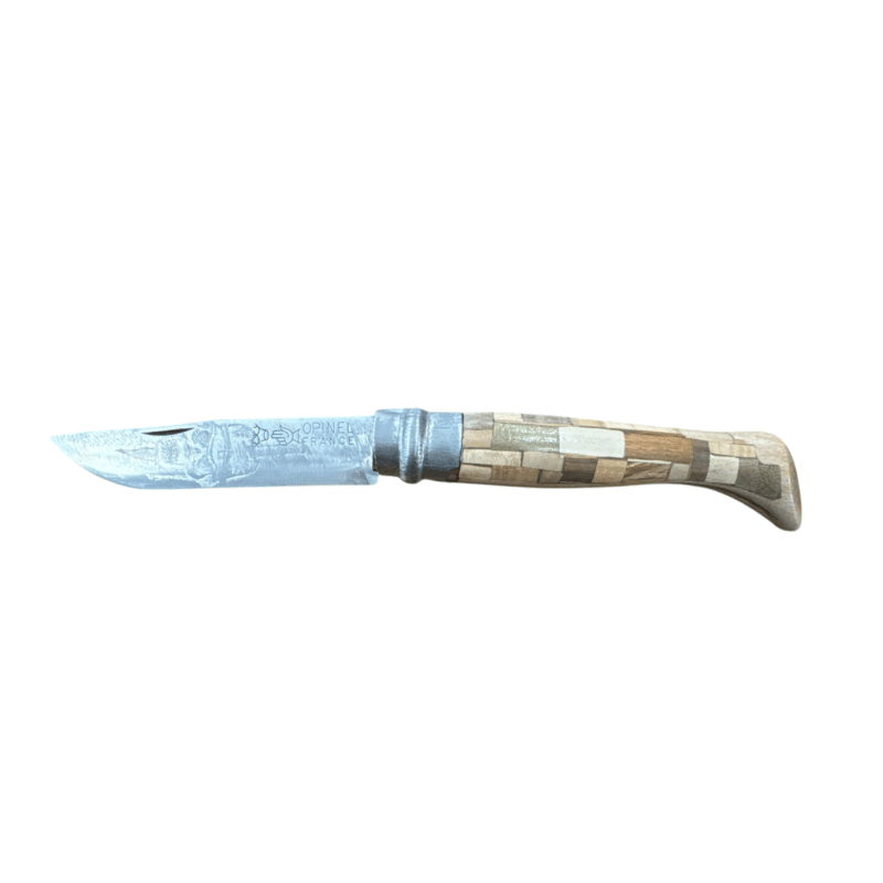 COLTELLO - OPINEL -  N.9 CARBONE REALIZZATO A MANO | INTARSIATO | QUADRETTI