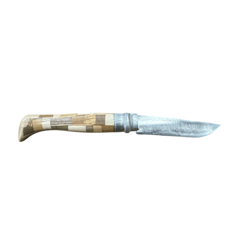 COLTELLO - OPINEL -  N.9 CARBONE REALIZZATO A MANO | INTARSIATO | QUADRETTI - immagine 2