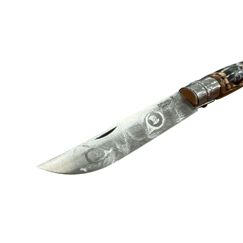 COLTELLO - OPINEL -  N.12 CARBONE REALIZZATO A MANO CON LUPO E DONNA - immagine 3