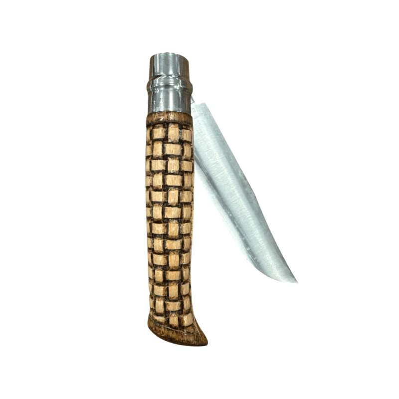 COLTELLO - OPINEL -  N.12 CARBONE REALIZZATO A MANO CON LUPO E DONNA - immagine 5